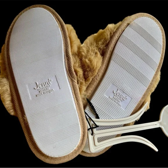 😴Jenni Intimates - Tan Faux Fur Crossband House Slipper Size M 7-8 NWT😴 - Picture 3 of 5
